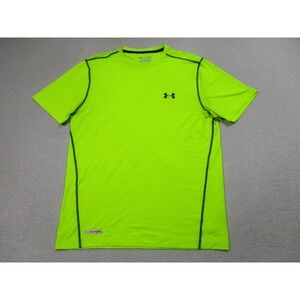Under Armour Shirt Mens‎ Large Neon Yellow HeatGear Fitted Athletic Training